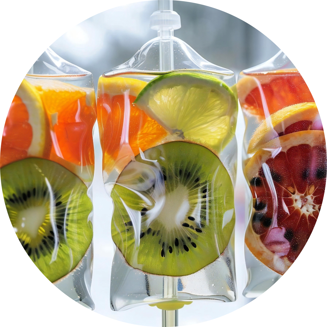IV Therapy Infusion Bags with Fruit Circle